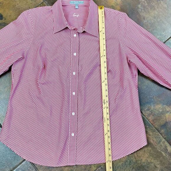 Foxcroft Wrinkle Free Shaped Fit Striped Button Down Blouse 14W - Picture 4 of 10